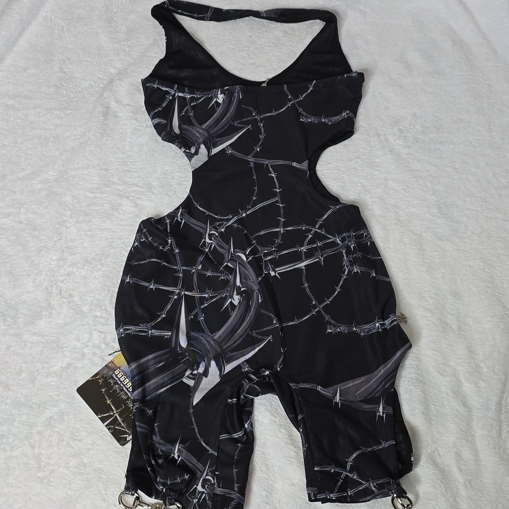 Hardcore dance cross and thorus printed mesh jumpsuit size small NWT. - Picture 12 of 13